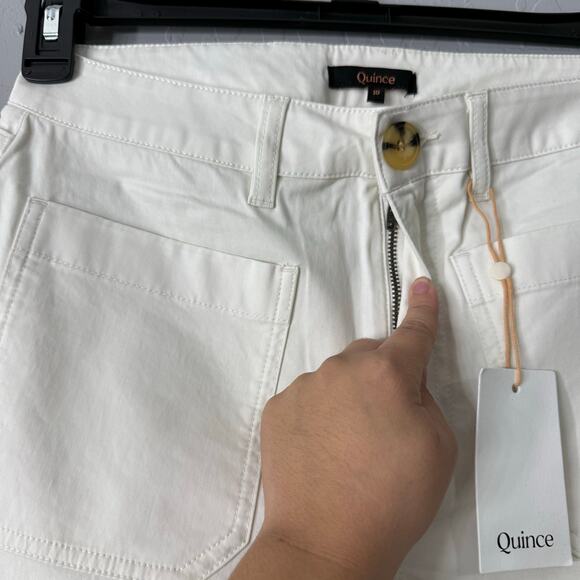 Quince Organic Stretch Cotton Chino Cropped Wide Leg Pants, Frost, 10 - Picture 3 of 6